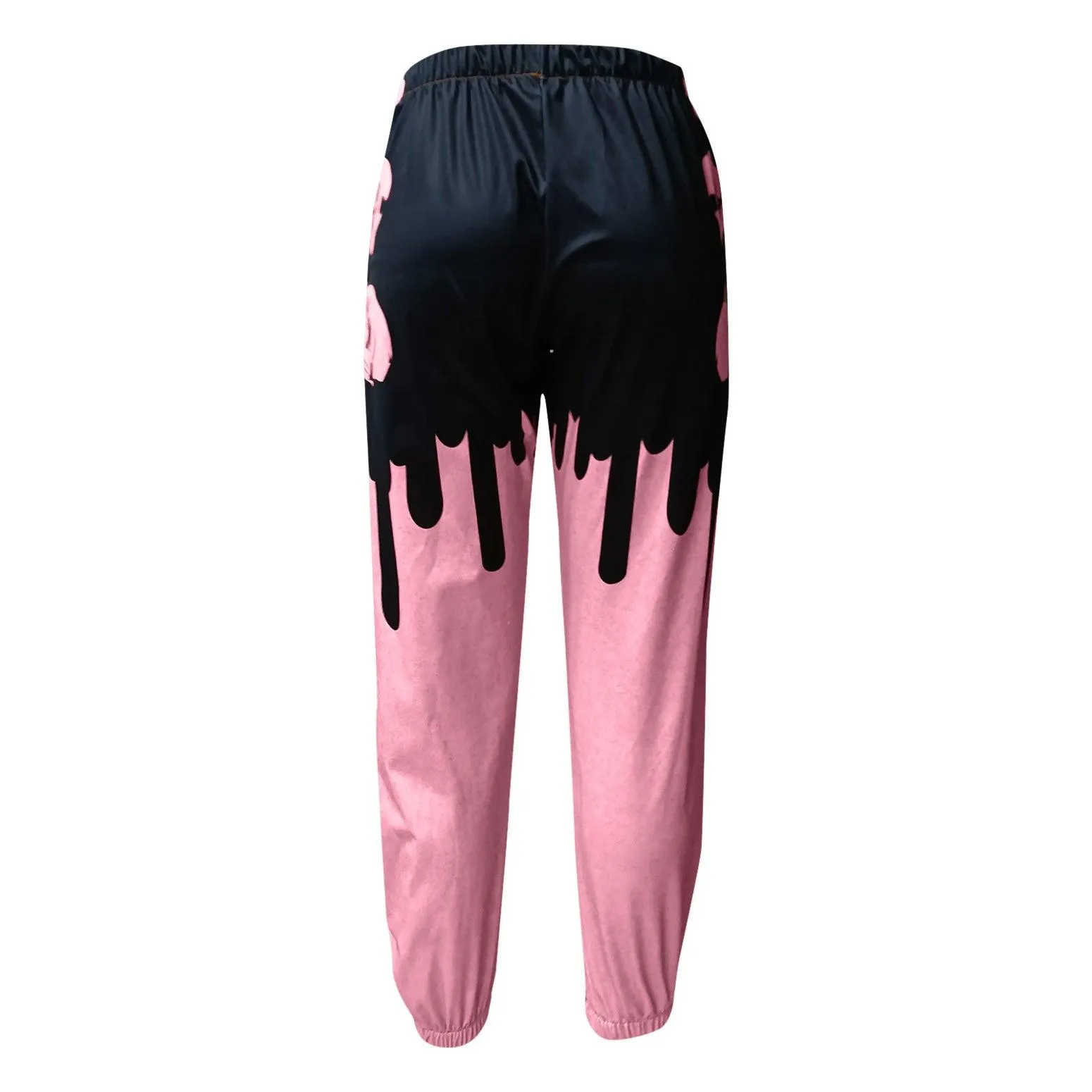 Vintage Gothic Skull Print Wide Pants, Impressive Pink Black Sportwear For Women