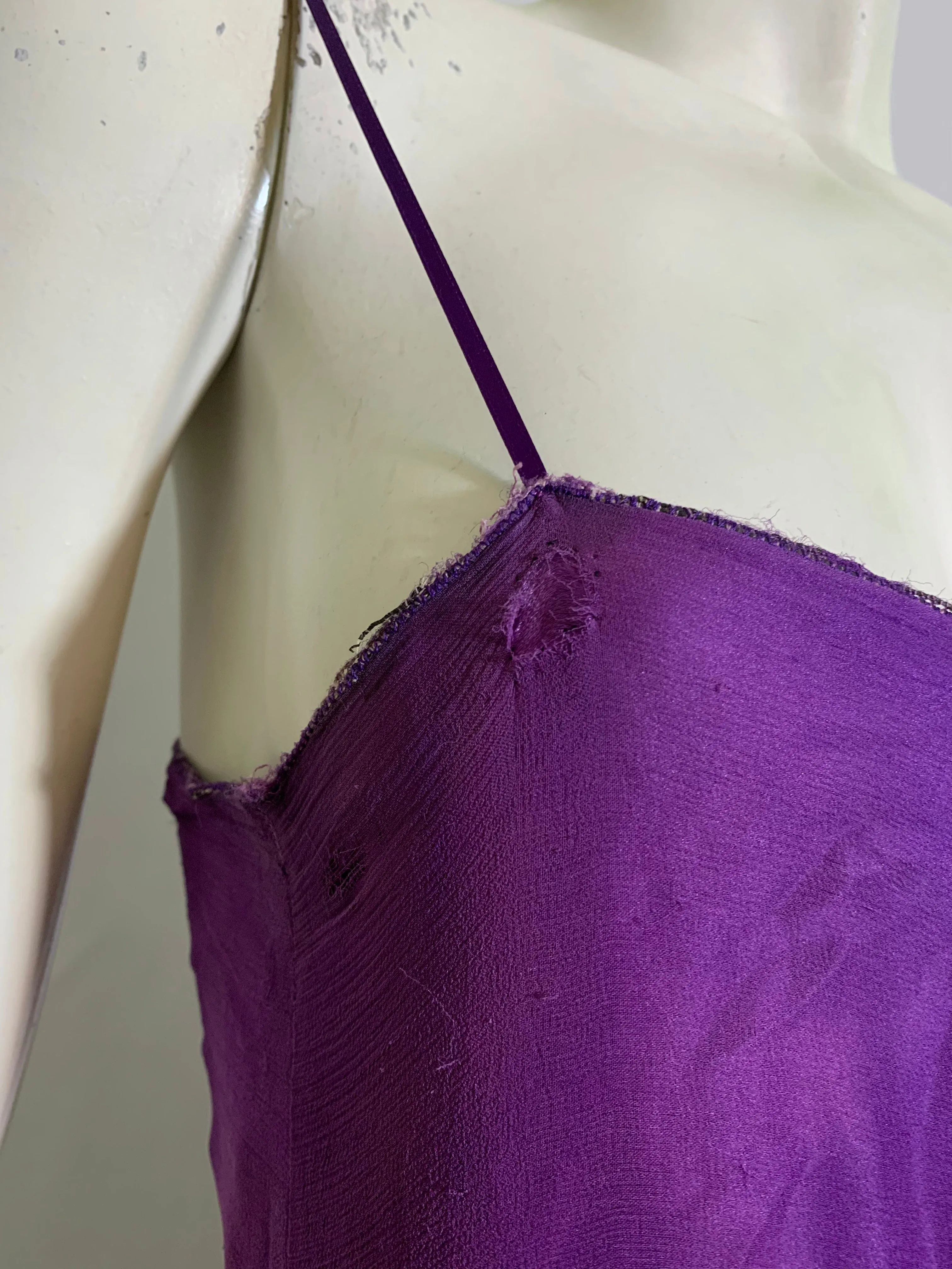 Vivid Violet Two Piece Beaded Silk Chiffon Dress circa 1920s