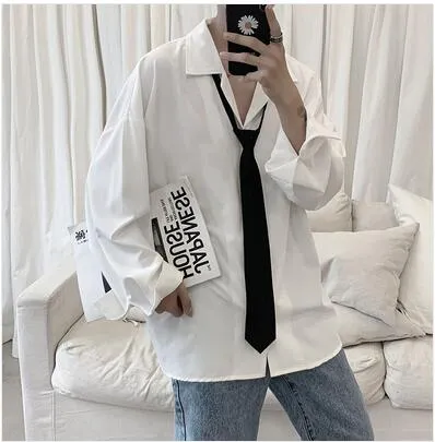 Voguable Men's Suit Collar Lining Loose Coats Long Sleeve Slim Fit Shirt French Cuff Mens Fashion 6 Color Shirts Camisa Masculina