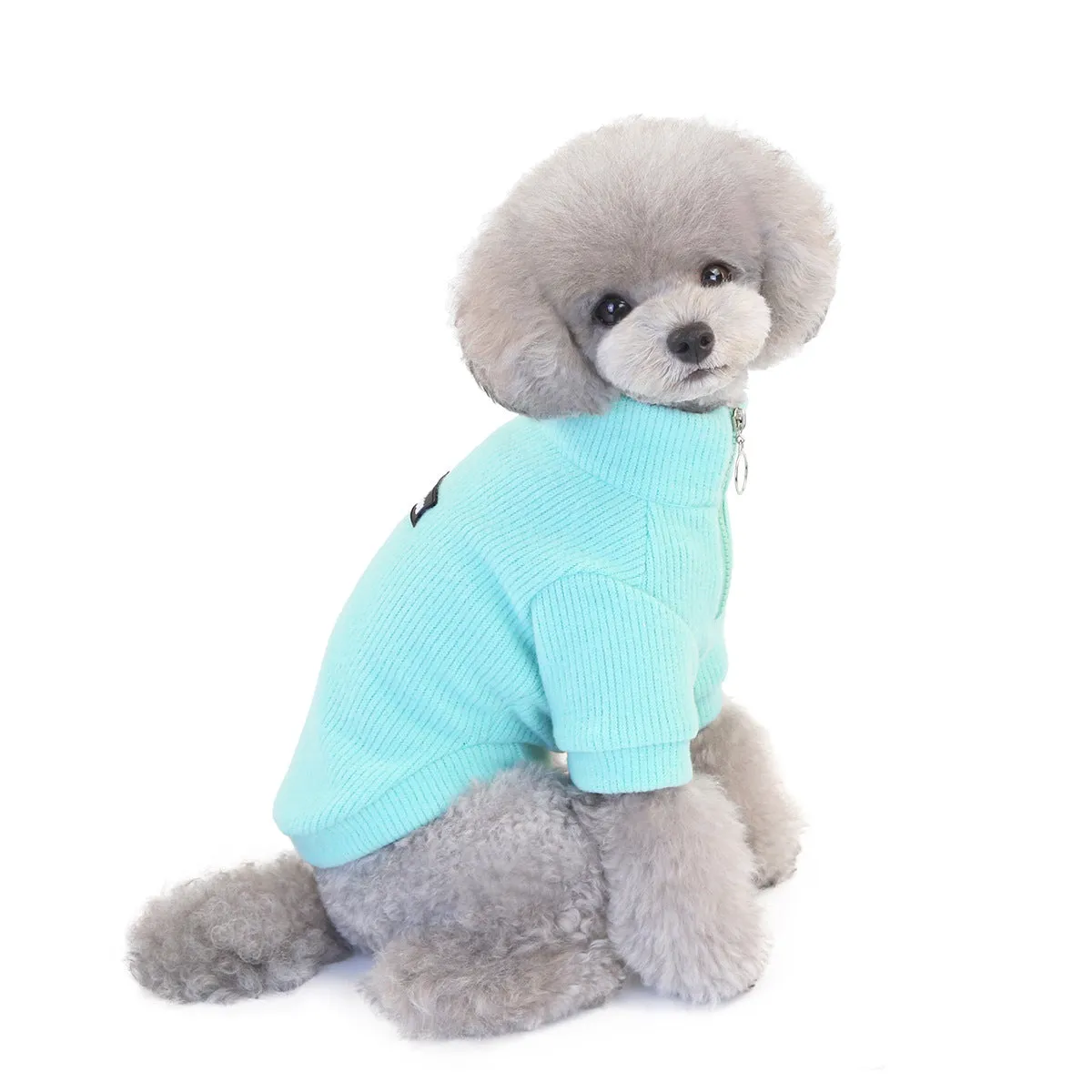 Warm zipper woolen winter cat pet clothing