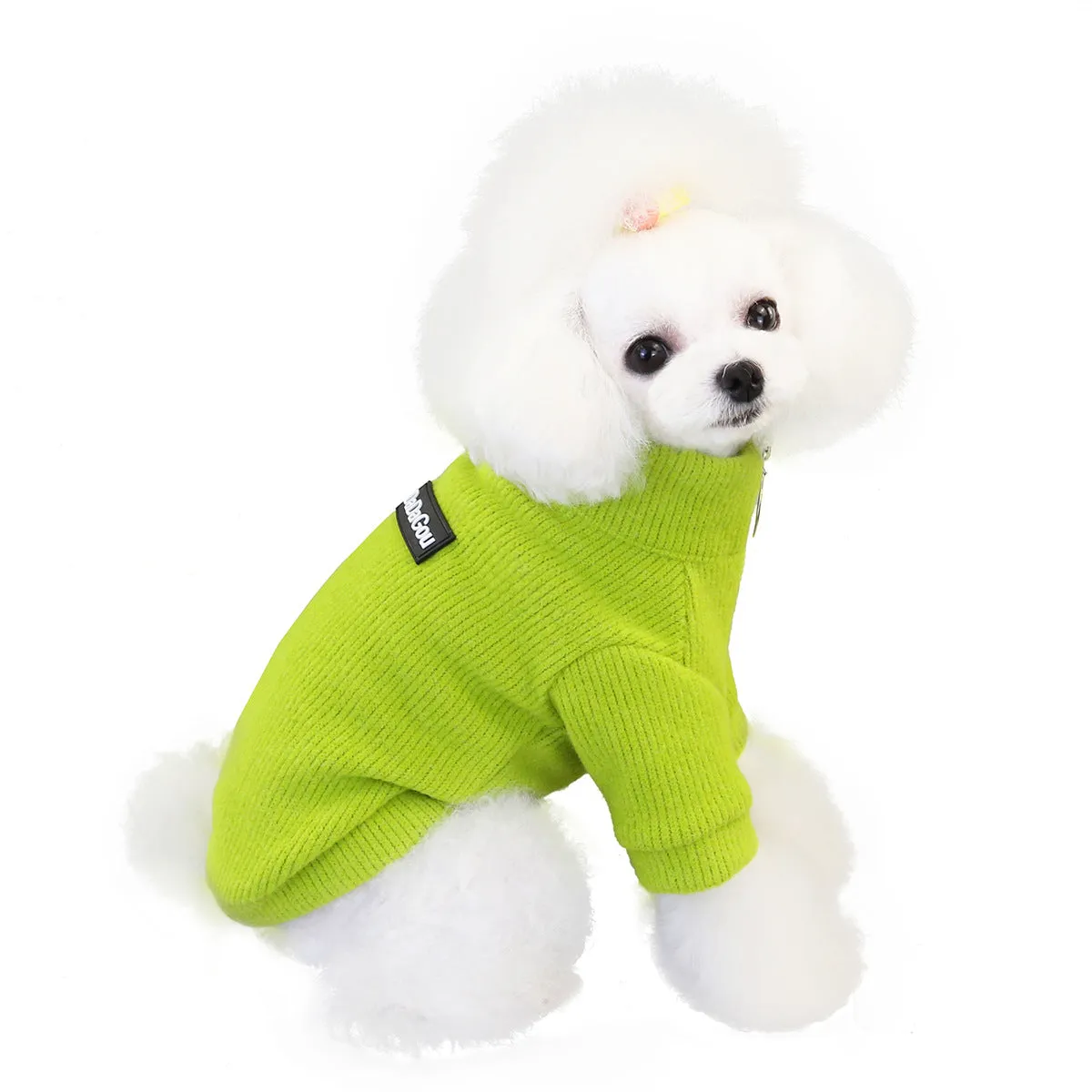 Warm zipper woolen winter cat pet clothing