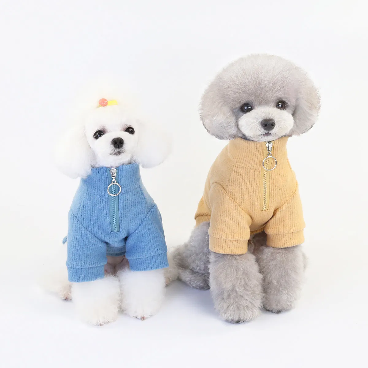 Warm zipper woolen winter cat pet clothing