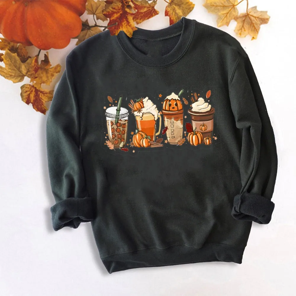 Wenkouban Halloween Costume Colored Tis' The Season Pumpkin Spice Sweatshirt Retro Fall Women Long Sleeve Autumn Halloween Pullovers Streetwear Outfits