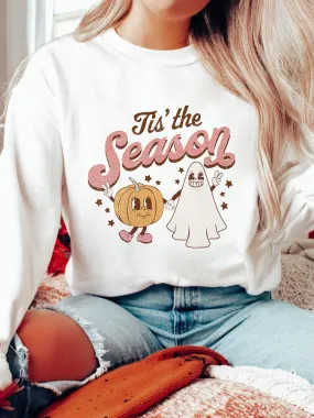 Wenkouban Halloween Costume Colored Tis' The Season Pumpkin Spice Sweatshirt Retro Fall Women Long Sleeve Autumn Halloween Pullovers Streetwear Outfits