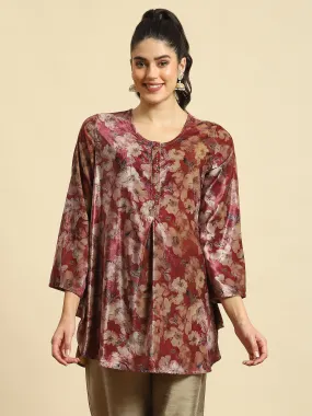 Women Fuchsia Floral Print Tunic