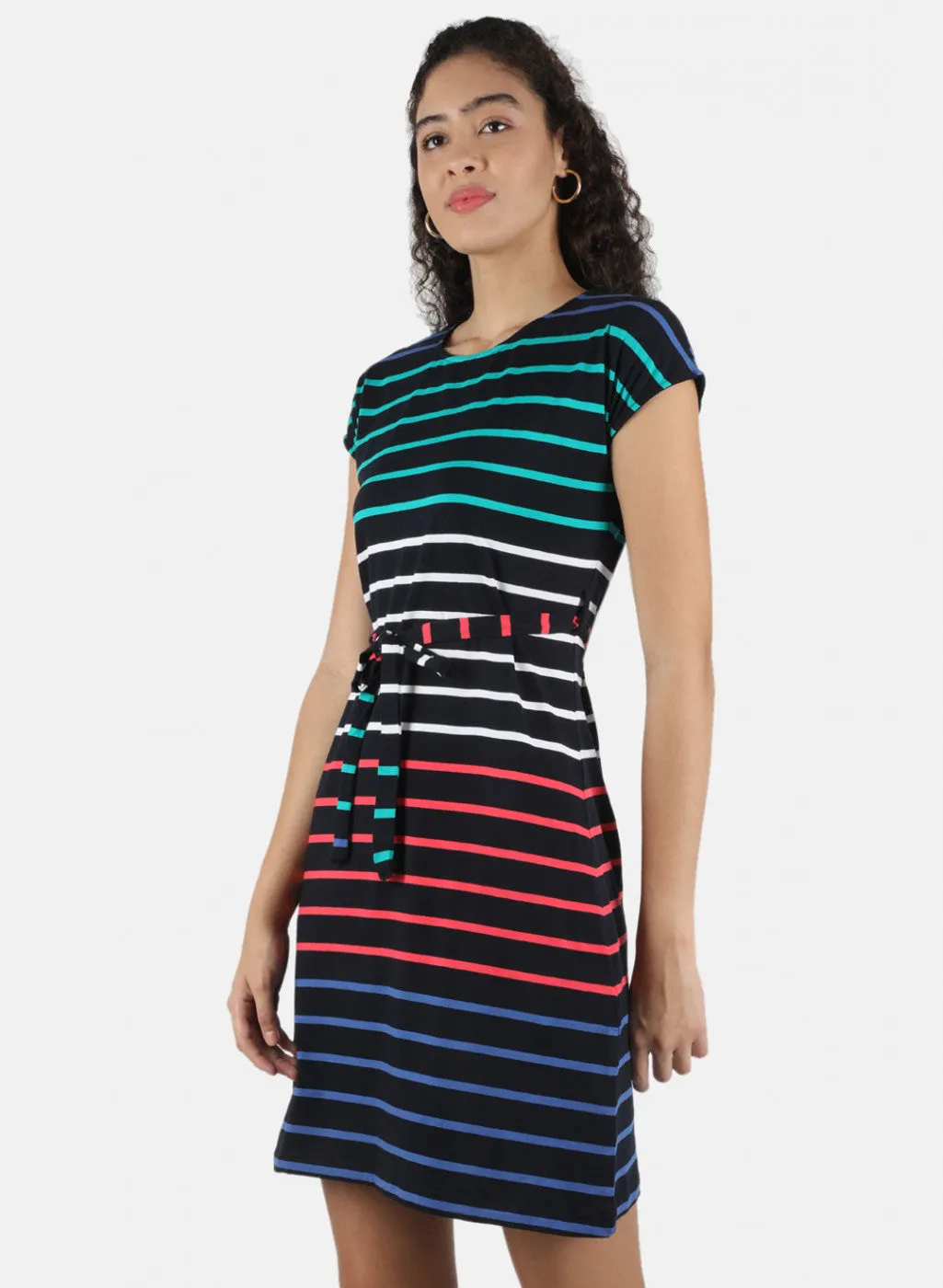 Women Navy Blue Stripe Tunic