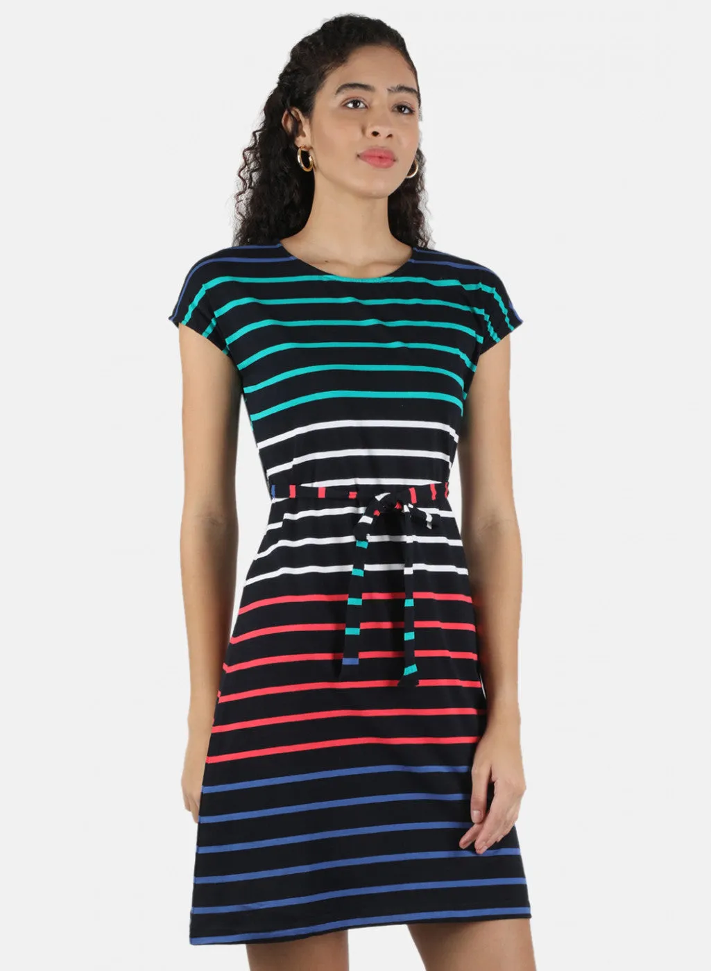 Women Navy Blue Stripe Tunic