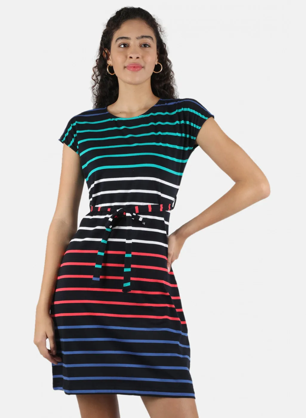 Women Navy Blue Stripe Tunic