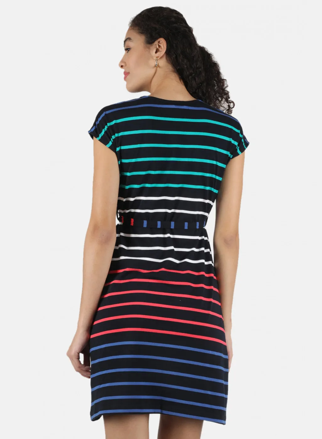 Women Navy Blue Stripe Tunic