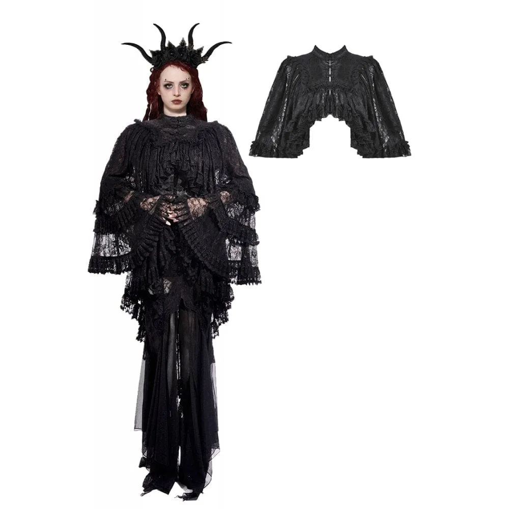 Women's Gothic Frog Ruffled Lace Cape