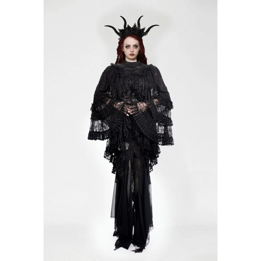 Women's Gothic Frog Ruffled Lace Cape