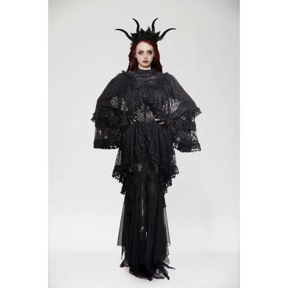 Women's Gothic Frog Ruffled Lace Cape