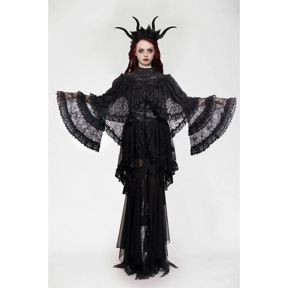 Women's Gothic Frog Ruffled Lace Cape