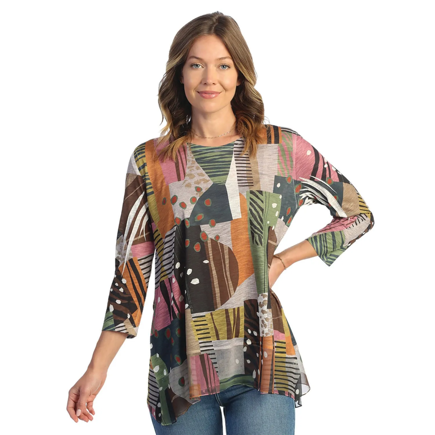 Women's Jess & Jane Chiffon Contrast Tunic Top Doodles