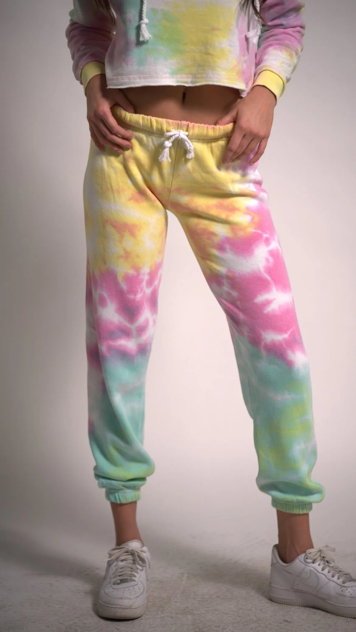 Women's Tracksuits Sweatshirt Hoodie Tie Dye and Joggers Two Piece Set Outfit