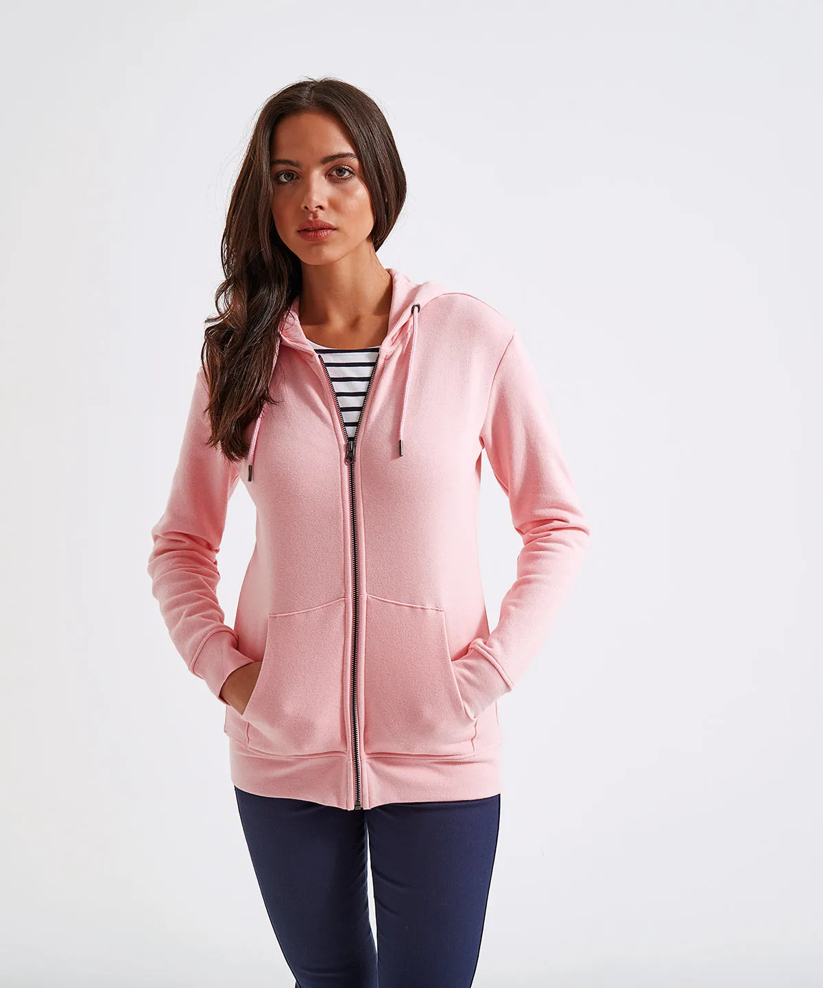 Womens zip-through organic hoodie | Heather Grey