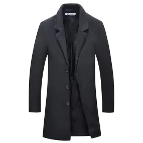 Woolen lapel trench coat