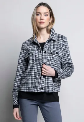 Woven Pattern Button-Front Cropped Jacket