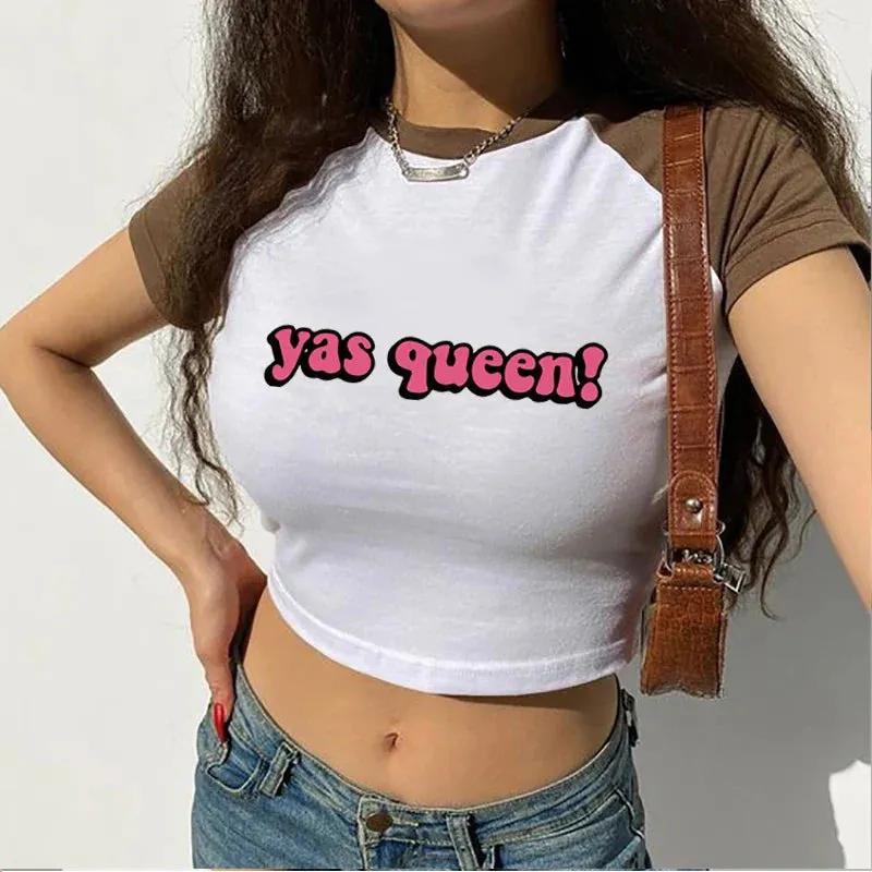 Yas Queen 2000s Y2k Graphic Crop Fairy Grunge Crop Top