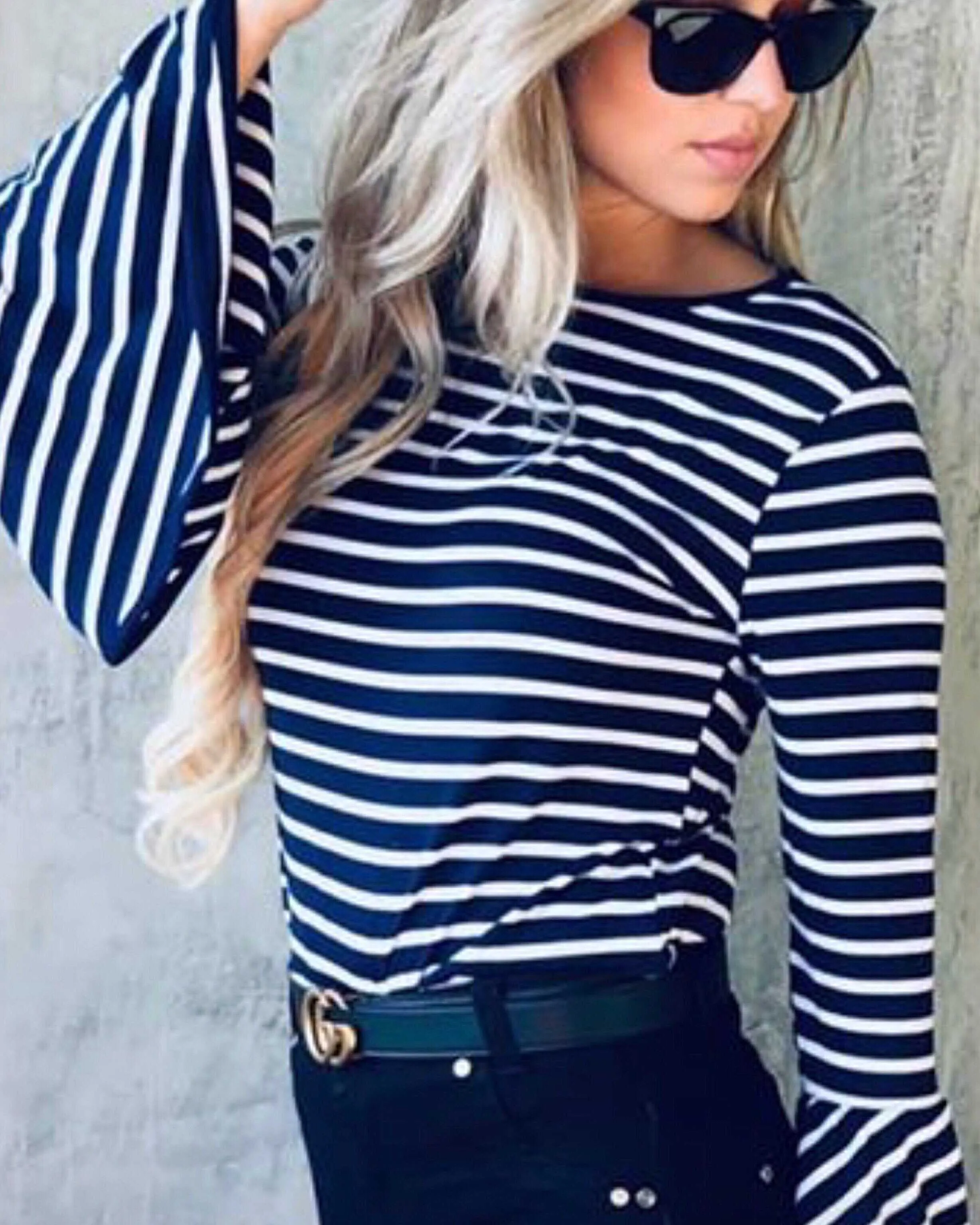 Your Favorite Boho Striped Bell Sleeve Top