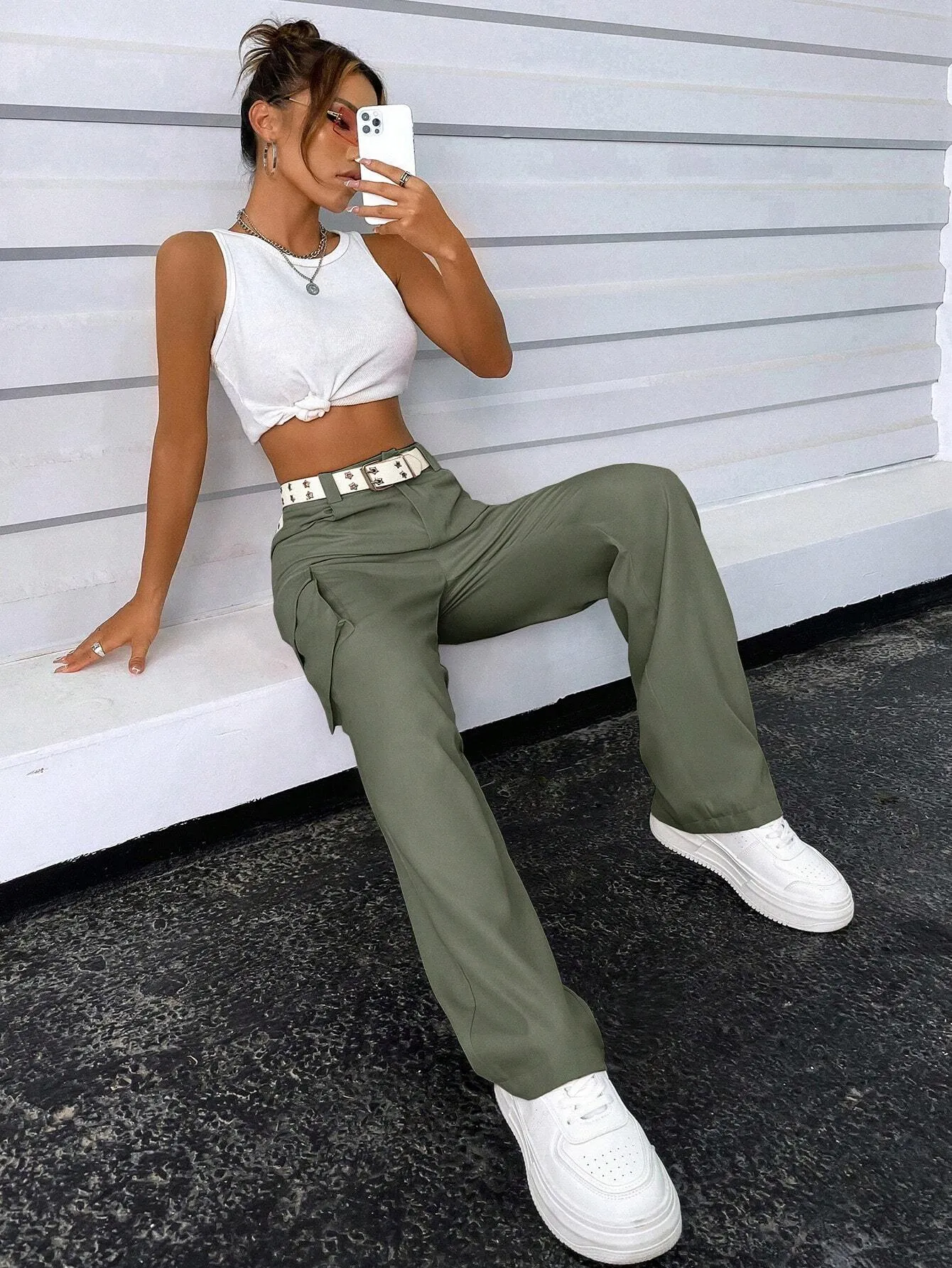 Zippered Pocket Cargo Pants